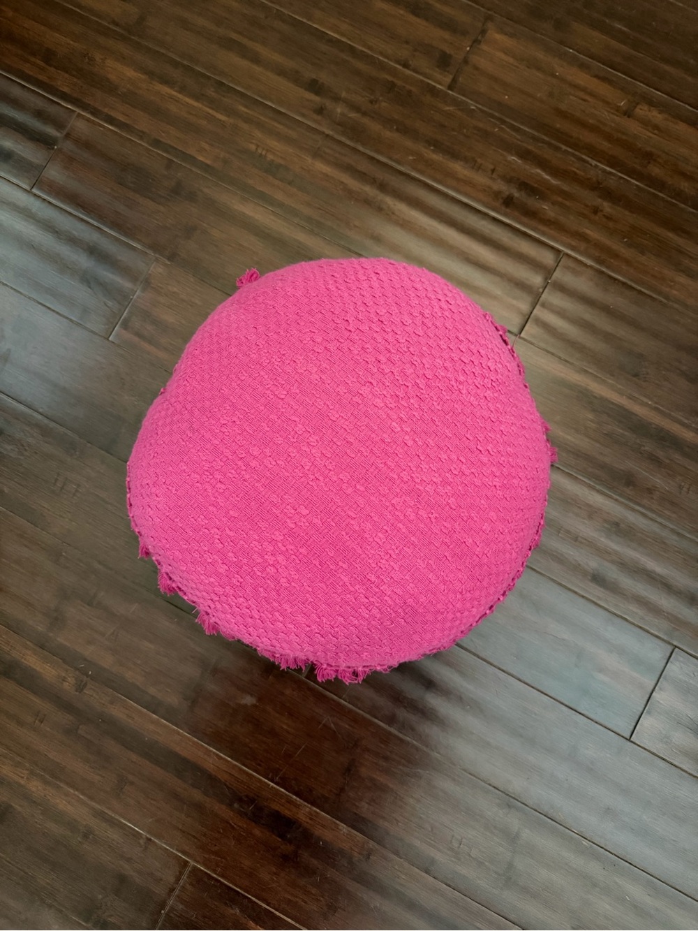 Custom made - Bright Pink Round Decorative Pillow - Soft Textured Accent.